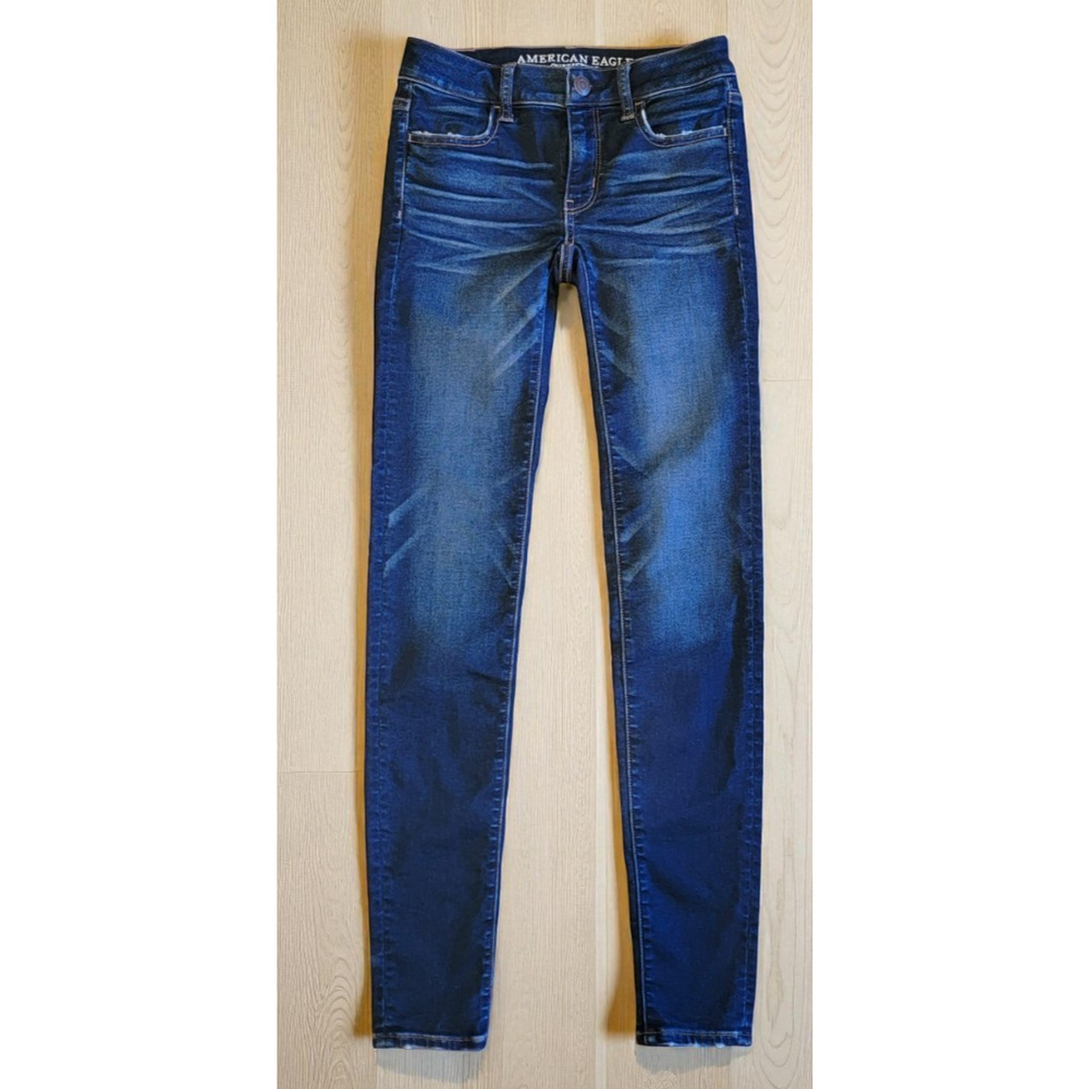American Eagle Distressed Blue Jeans Women's Jegging Size 0 Long 26X32 Pants